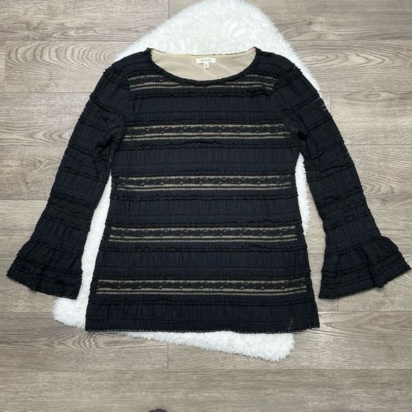 Max Studio Black Lace Stretchy Long Sleeve Lined Elegant - Picture 1 of 9